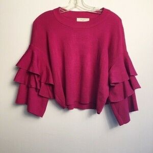 ELODIE Cropped Sweater Fushia Pink Size XS